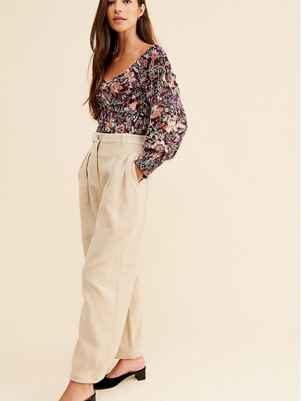 Anthropologie BB Dakota Helena Burgundy Floral Blouse - M